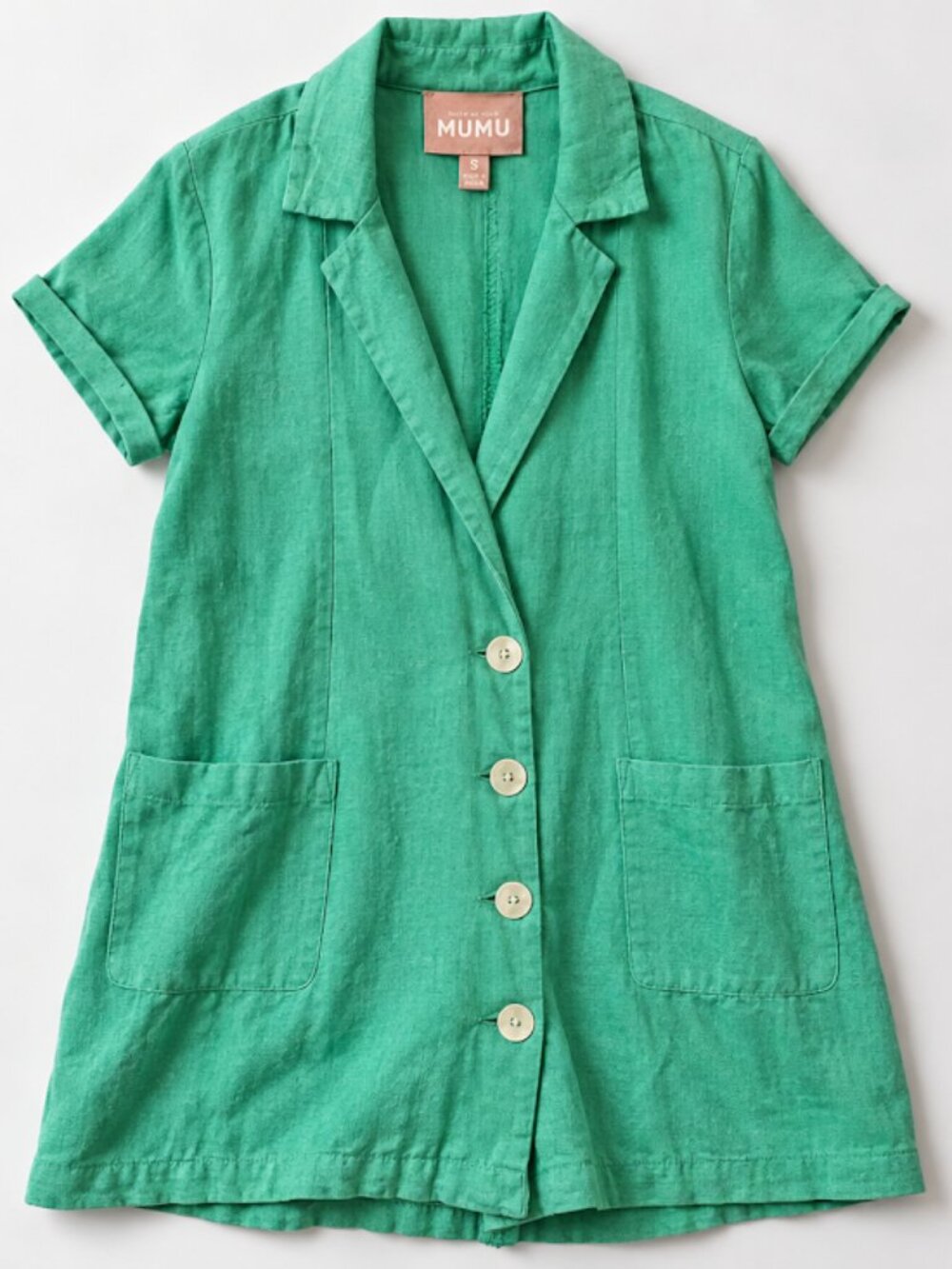 Show Me Your Mumu Green Button Front  Romper Size Small